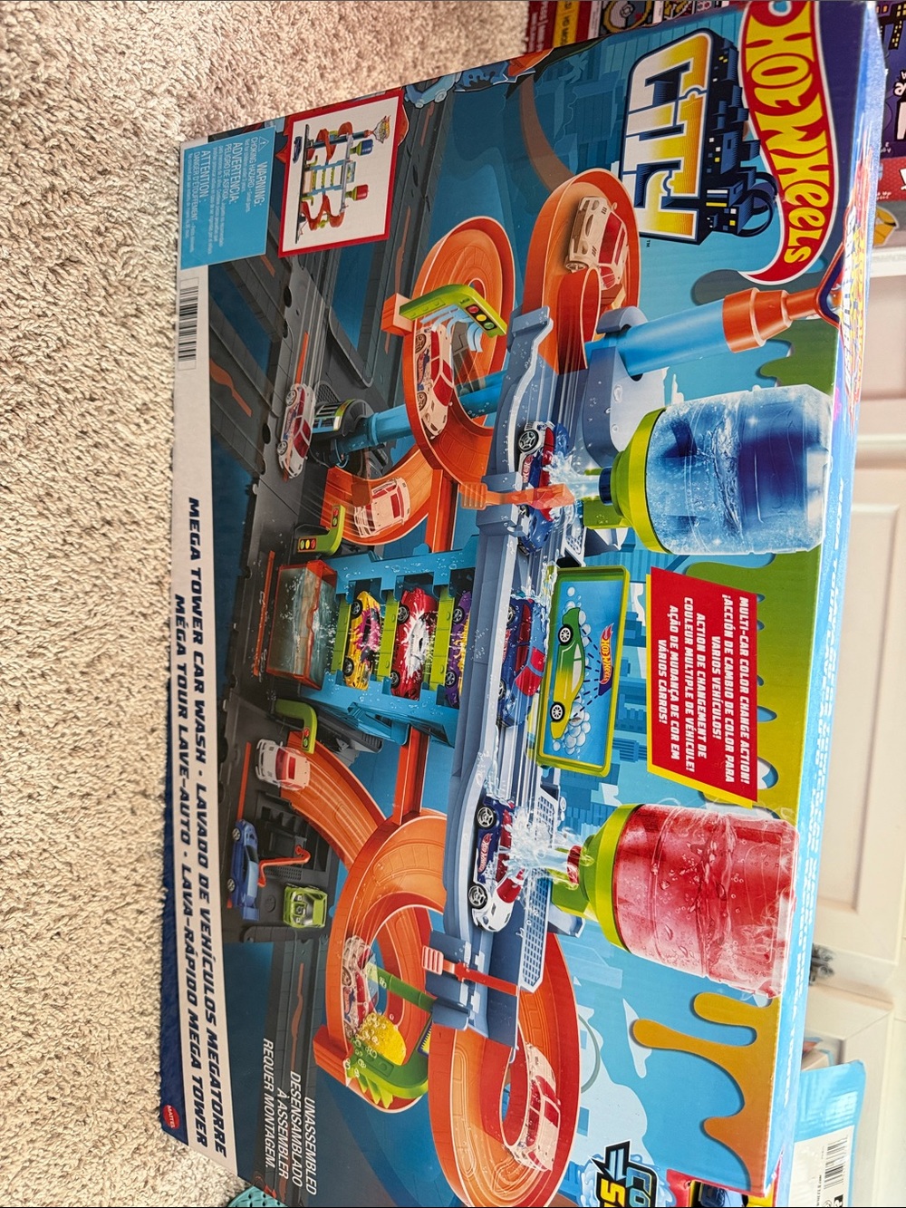 Hot Wheels Mega Tower Car Wash Playset - Blue & Orange
